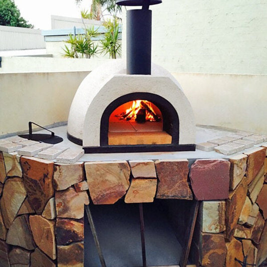 WPPO 37" x 38" x 23" DIY Tuscany Wood-Fired Outdoor Pizza Oven Kit with Stainless Steel Flue and Black Door WDIY-AD70 - WDIY-AD70