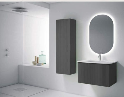 48" Heather Grey Finish Wall Mount Bath Vanity with Linen Cabinet Option Made in Spain