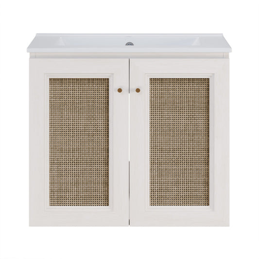 Swiss Madison Classe 24" Wall-Mounted Bathroom Vanity in White Oak with Single Faucet Hole Vanity Top - SM-BV2807WO
