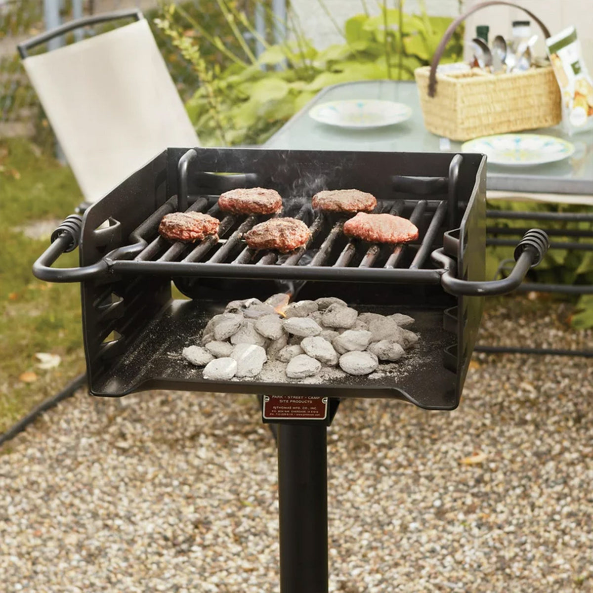 Pilot Rock H-16 B6X2 Park Style Outdoor BBQ Charcoal Grill w/ Swivel, 4 Pack - 415872