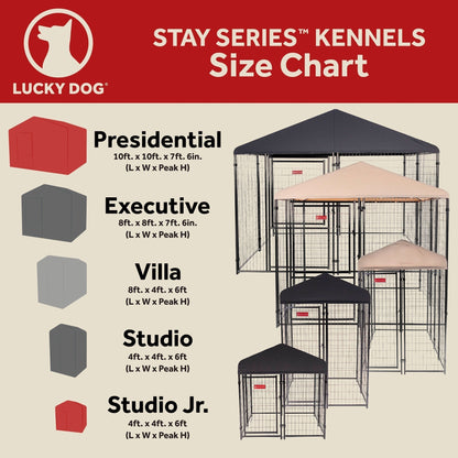 Lucky Dog STAY Series 4 x 8 x 6 Foot Roofed Steel Frame Villa Dog Kennel, Khaki - 268852