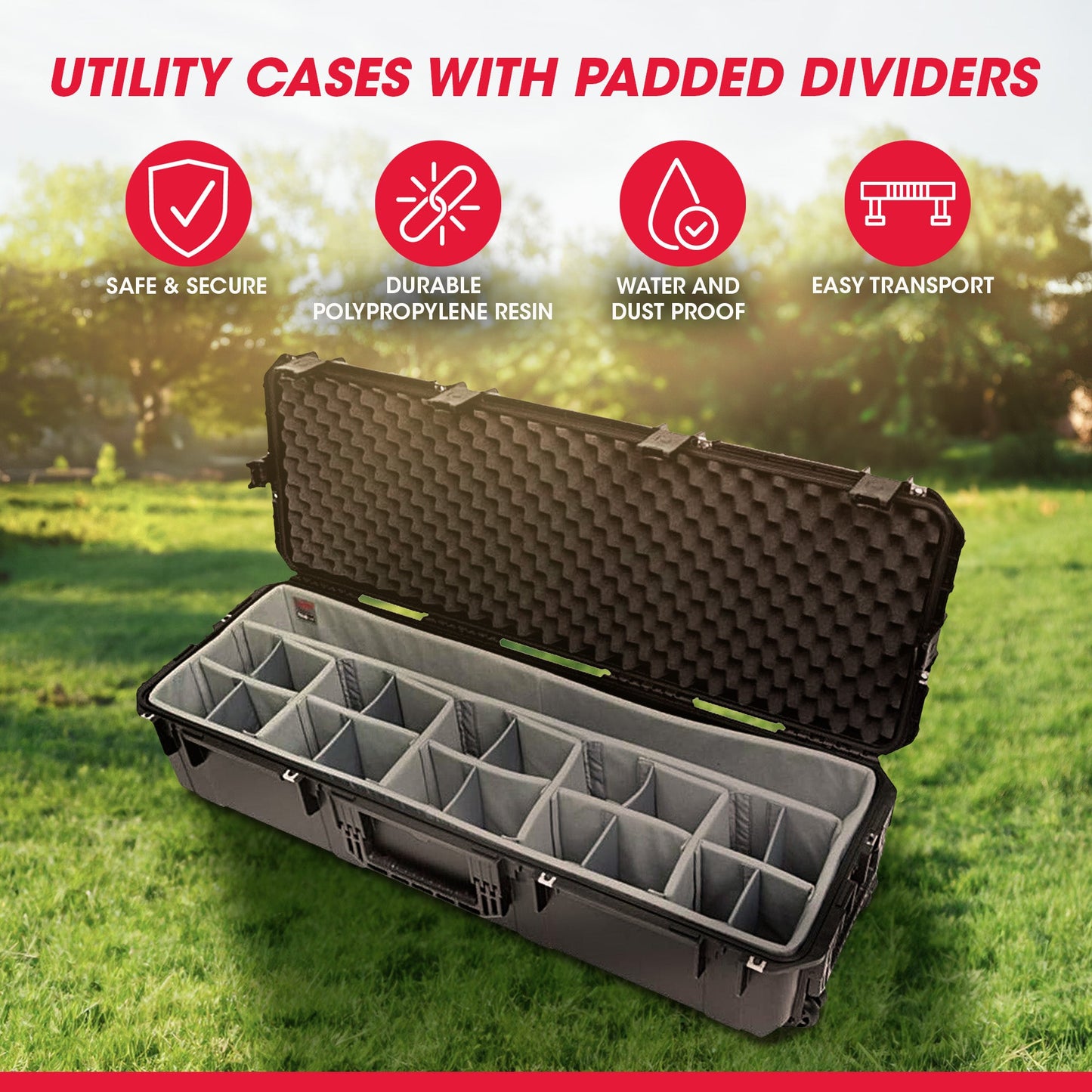 SKB Cases 43.5 Inch Waterproof Case with Think Tank Designed Dividers, Black - 271502