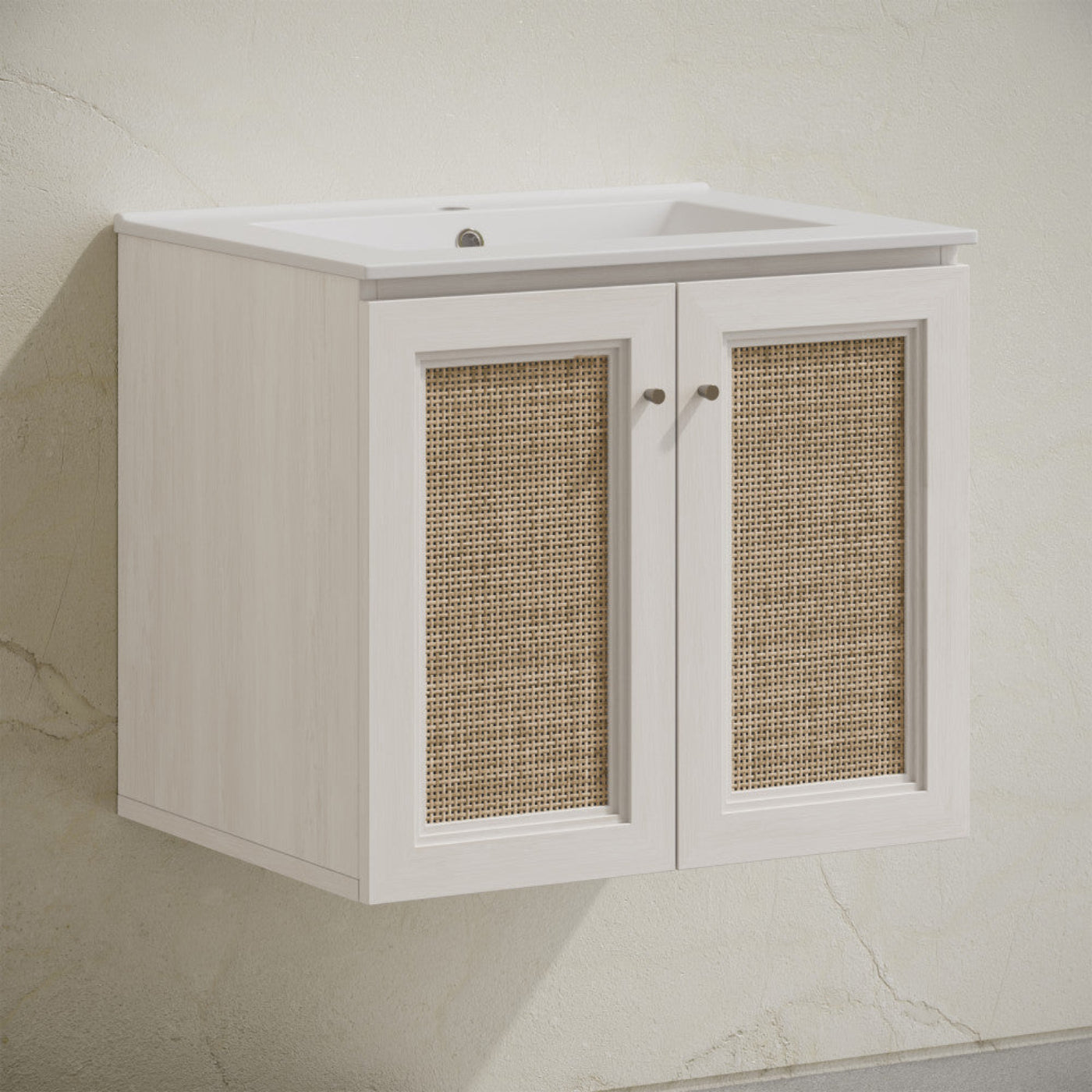 Swiss Madison Classe 24" Wall-Mounted Bathroom Vanity in White Oak with Single Faucet Hole Vanity Top - SM-BV2807WO