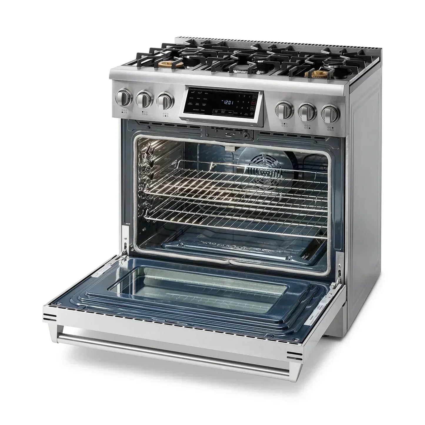 Thor Kitchen Appliance Package - 36 In. Gas Range, Range Hood, Microwave Drawer, Refrigerator, Dishwasher, AP-TRG3601-C-5