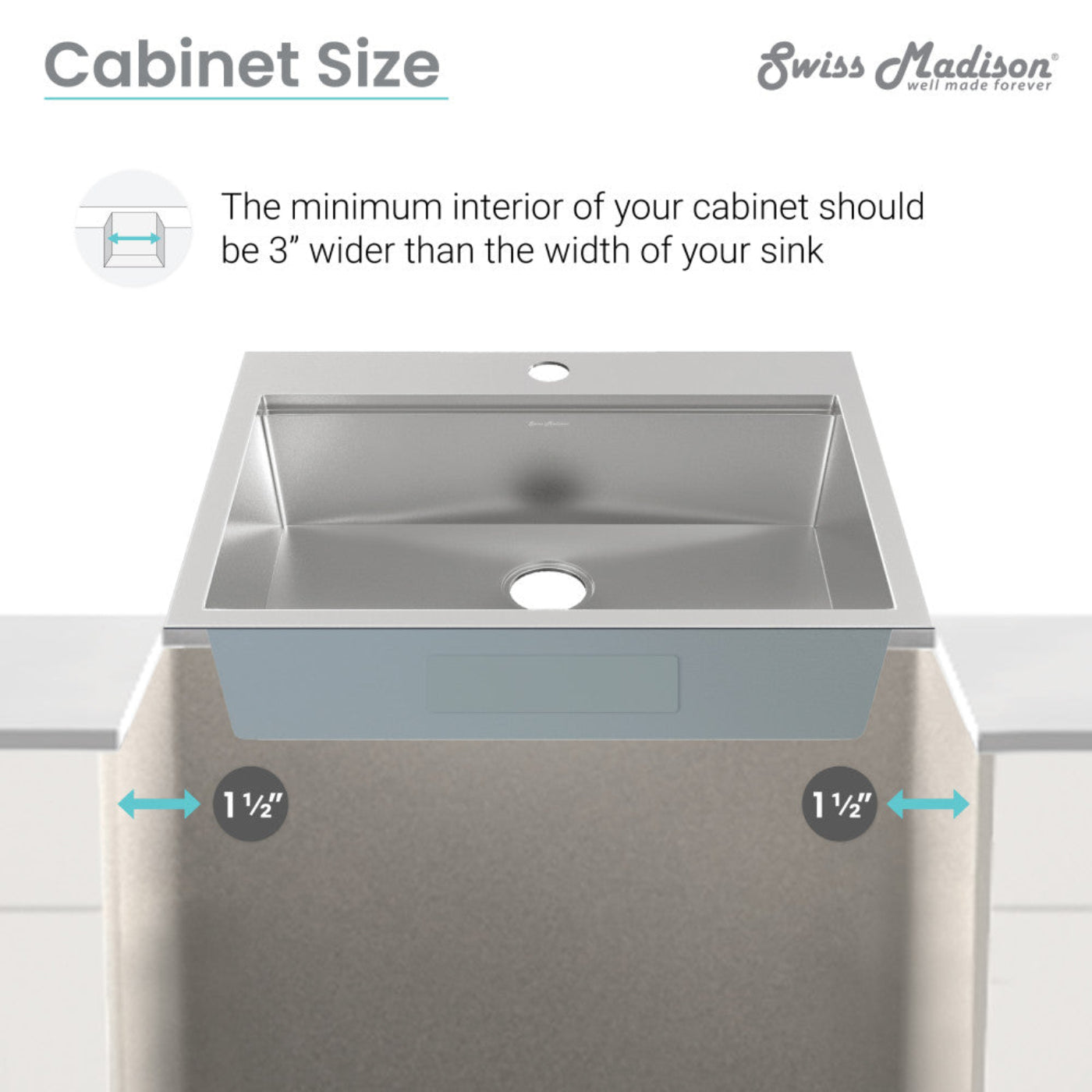 Swiss Madison  Ravi Single Basin 25 x 22 Topmount Kitchen Workstation Sink - SM-KT769