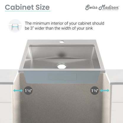 Swiss Madison  Ravi Single Basin 25 x 22 Topmount Kitchen Workstation Sink - SM-KT769