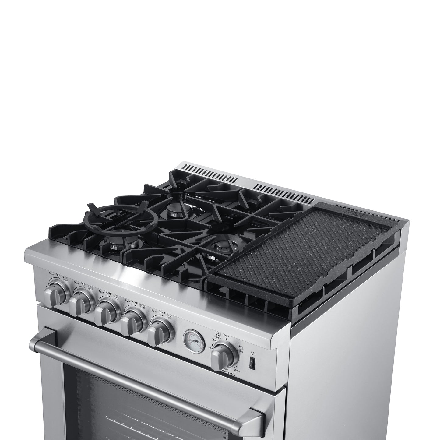 Forno 4-Piece Appliance Package - 30-Inch Gas Range with Air Fryer, Refrigerator, 24-Inch Microwave Drawer, & 3-Rack Dishwasher in Stainless Steel - AP4-6276-30-MWD