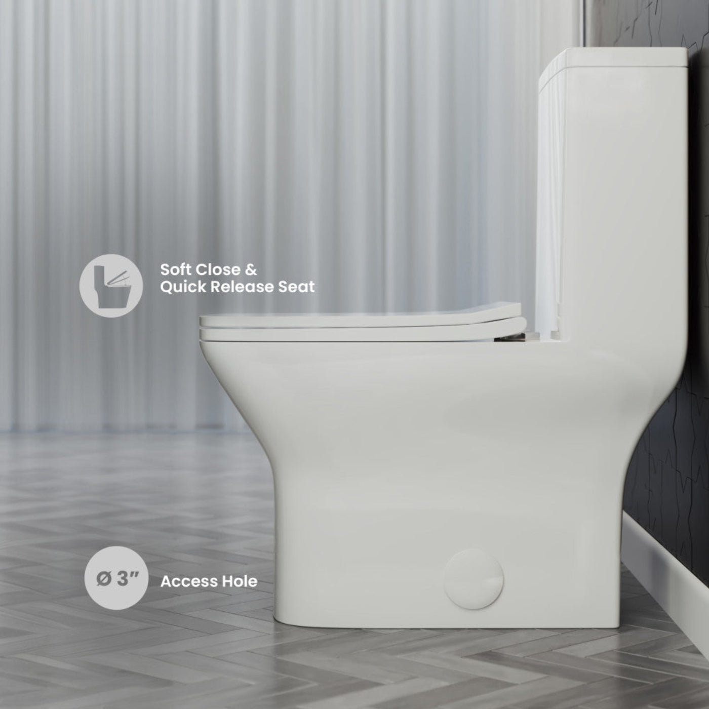 Swiss Madison Carre One Piece Square Toilet Left Side Flush, 10" Rough-In 1.28 gpf - SM-1T272