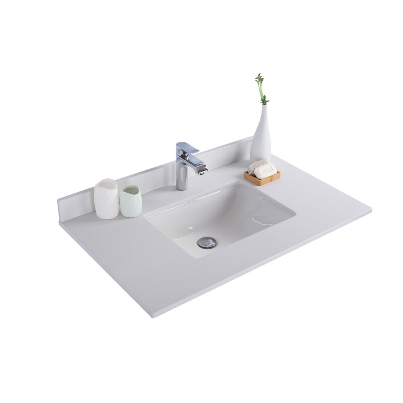 Laviva White Quartz Countertop - 313SQ1H-24-WQ