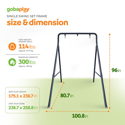 gobaplay Outdoor Single Swing Set with Support Bars for Tree Swing, Frame Only - 324423