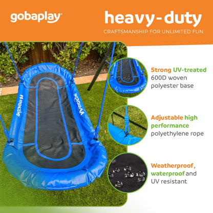 gobaplay Single Swing Set Playground Equipment with Double Platform Saucer, Blue - 327671