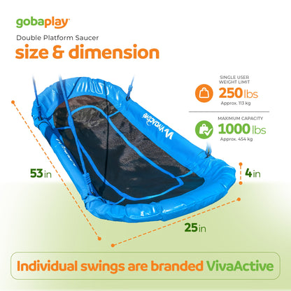 gobaplay Single Swing Set Playground Equipment with Double Platform Saucer, Blue - 327671