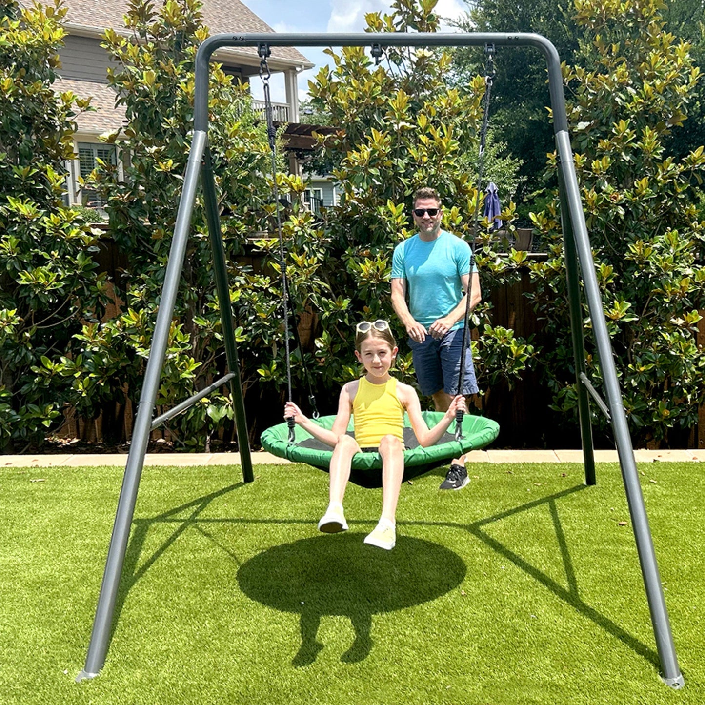 gobaplay Single Swing Set Playground Equipment with 39” Round Platform Saucer - 327672