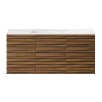 Swiss Madison Cascade 48" Wall-Mounted Bathroom Vanity in Brown Oak with Sink Top - SM-BV8614BO