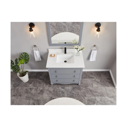36" Cadet Finish Solid Wood Sink Vanity With 1' Artificial Stone Top