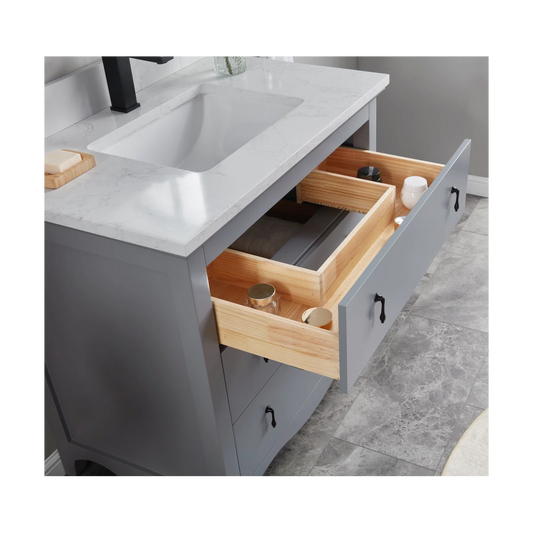36" Cadet Finish Solid Wood Sink Vanity With 1' Artificial Stone Top