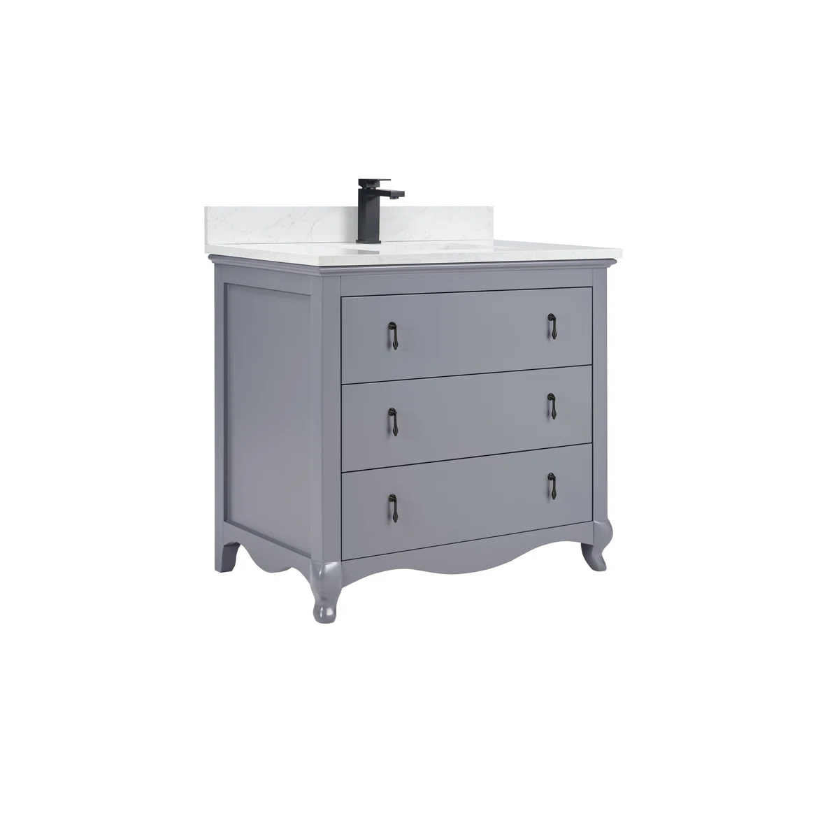 36" Cadet Finish Solid Wood Sink Vanity With 1' Artificial Stone Top
