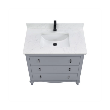 36" Cadet Finish Solid Wood Sink Vanity With 1' Artificial Stone Top