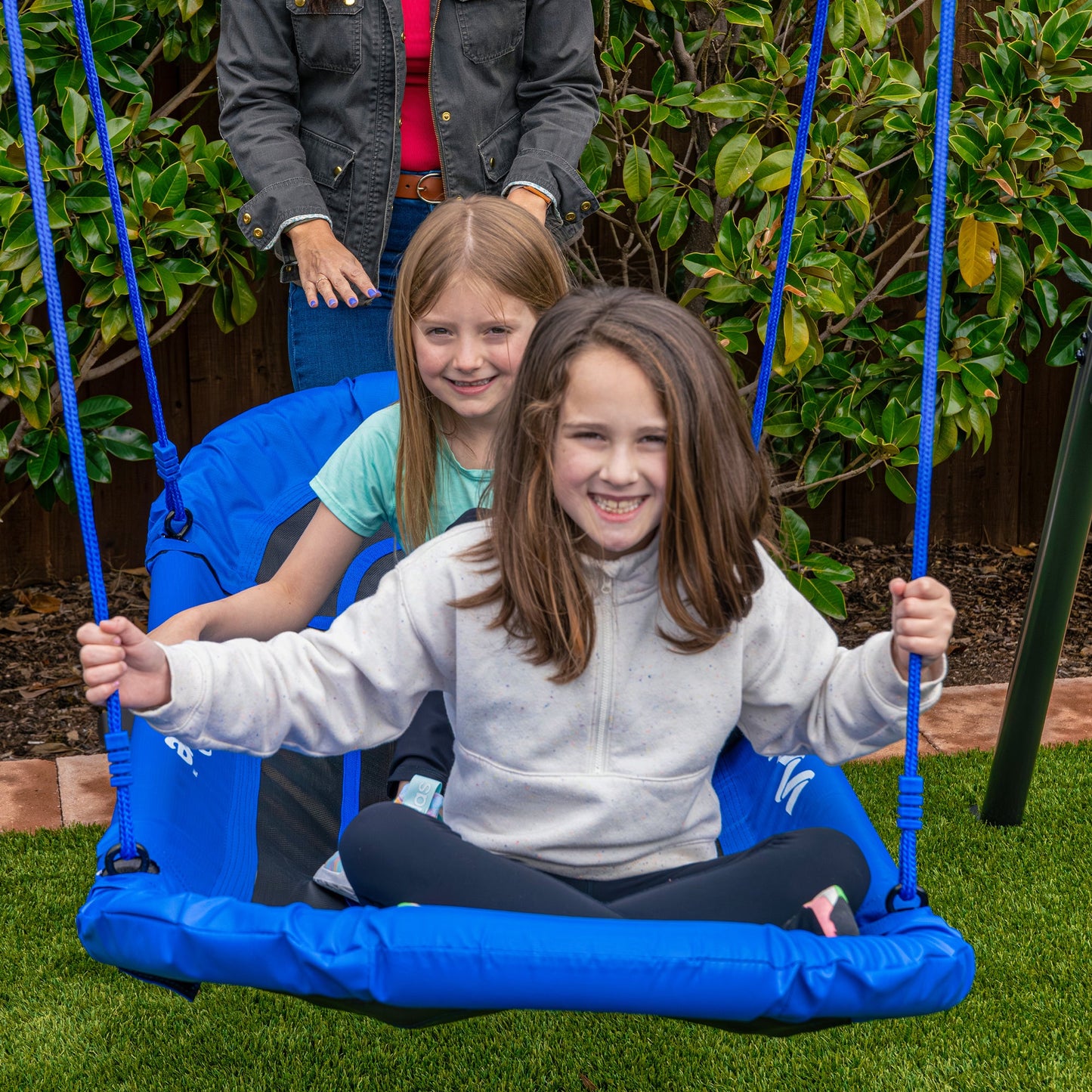 gobaplay Explorer Kids Swing Set w/Frame, Dual Platform Saucer, Swings & Trapeze - 399863