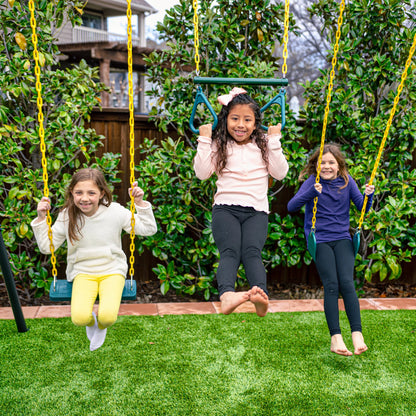 gobaplay Explorer Kids Swing Set w/Frame, Dual Platform Saucer, Swings & Trapeze - 399863
