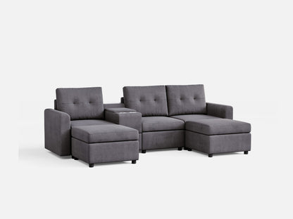 LINSY HOME RUBIK III 3 Seats with 2 Ottomans & Console - US-LH-SPF-Sofa-S800-F-32101-0-00