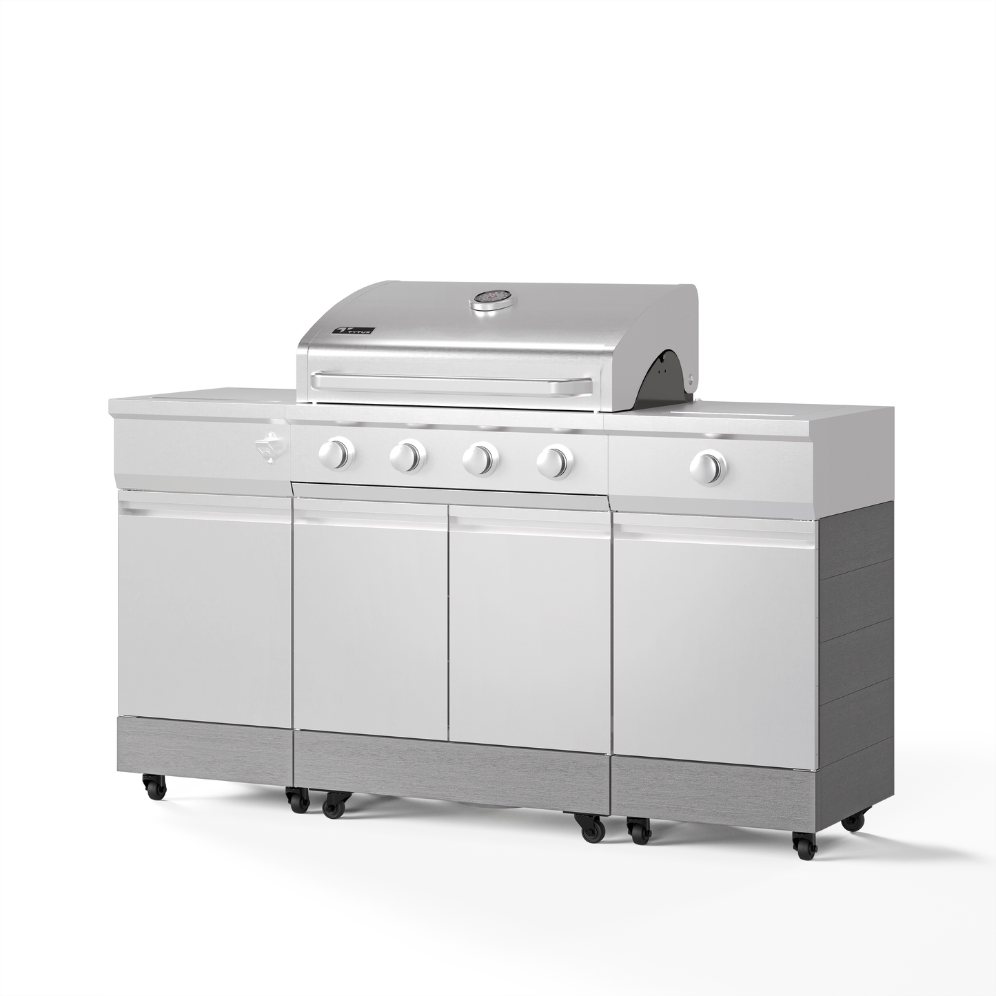 TYTUS Fresno 5-Burner LP/NG Convertible Grill in Stainless Steel + Carbon Wood - TDT-021-0705