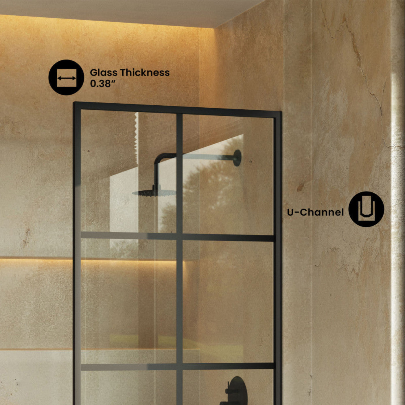 Swiss Madison Virage 34 x 58 Framed Fixed 3/8 in. (10mm) Clear Tempered Glass Tub Door with Black Matte Frame - SM-TD2401MB