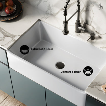 Swiss Madison Elegance 33 x 20 Ceramic, Farmhouse Kitchen Sink - SM-KS247