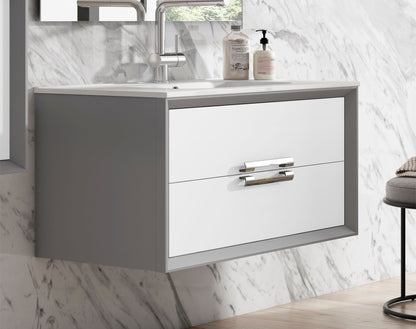 40" Single Sink Bathroom Vanity 2 Drawer Ceramic Sink with 4 Color Options