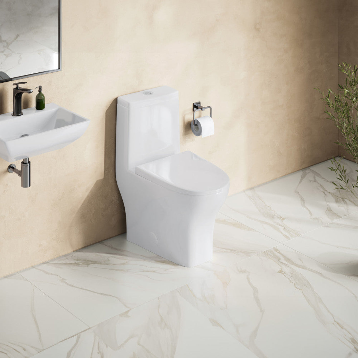 Swiss Madison Sublime II One-Piece 10" Rough-in 1.1/1.6 GPF Dual Top Flush Round Compact Toilet in Glossy White (6 - Pack) - SM-1T277-6