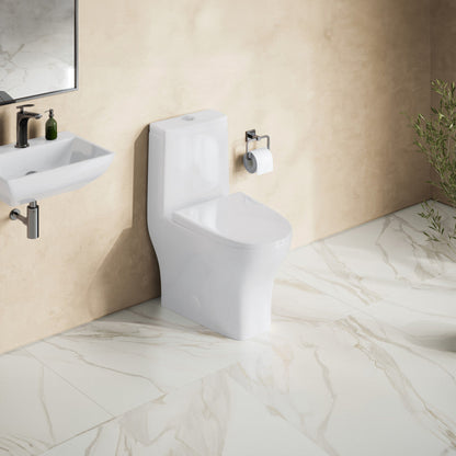 Swiss Madison Sublime II One-Piece 10" Rough-in 1.1/1.6 GPF Dual Top Flush Round Compact Toilet in Glossy White (6 - Pack) - SM-1T277-6
