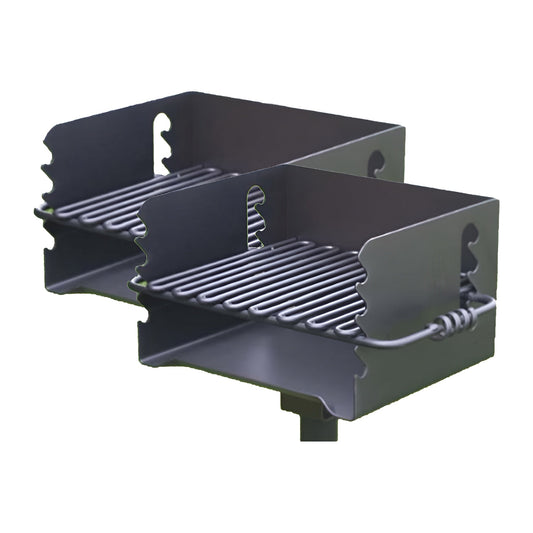 Pilot Rock CBP-135 Park Style Outdoor BBQ Charcoal Grill with Swivel, 2 Pack - 415877