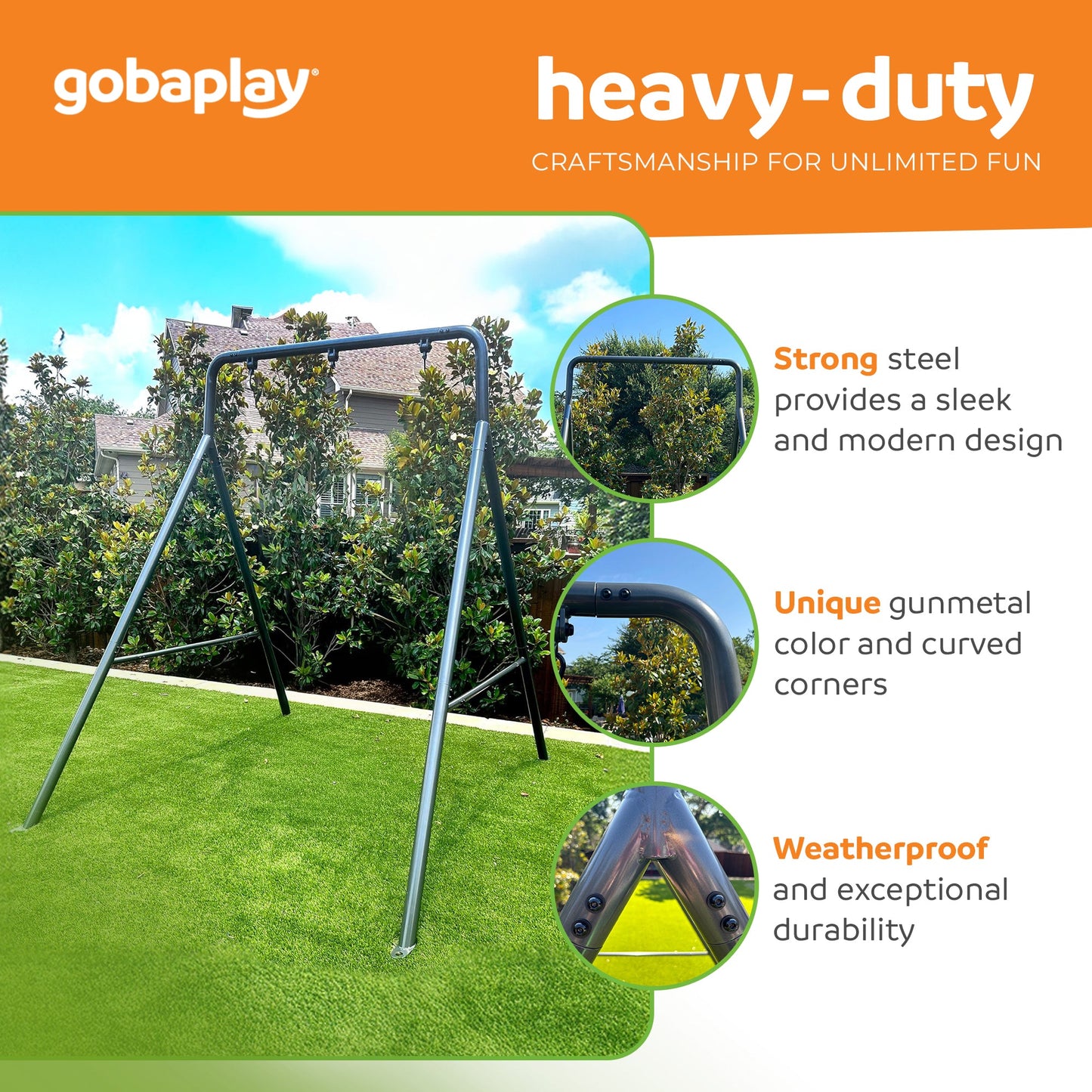 gobaplay Outdoor Swing Set Frame with Bars & gobaplay Boat Swing Platform Saucer - 416133