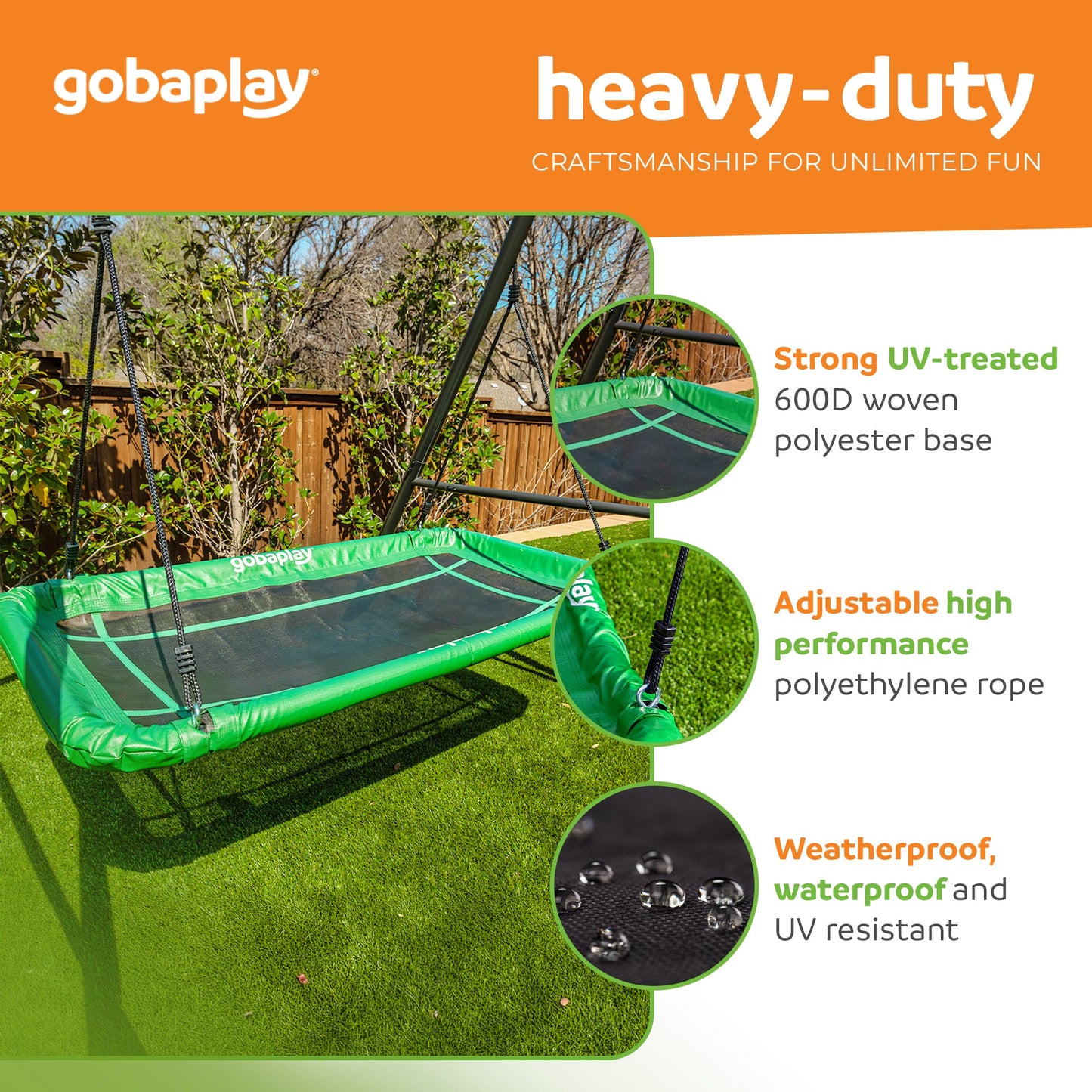 gobaplay Outdoor Swing Set Frame with Bars & gobaplay Rectangle Swing Platform - 416134