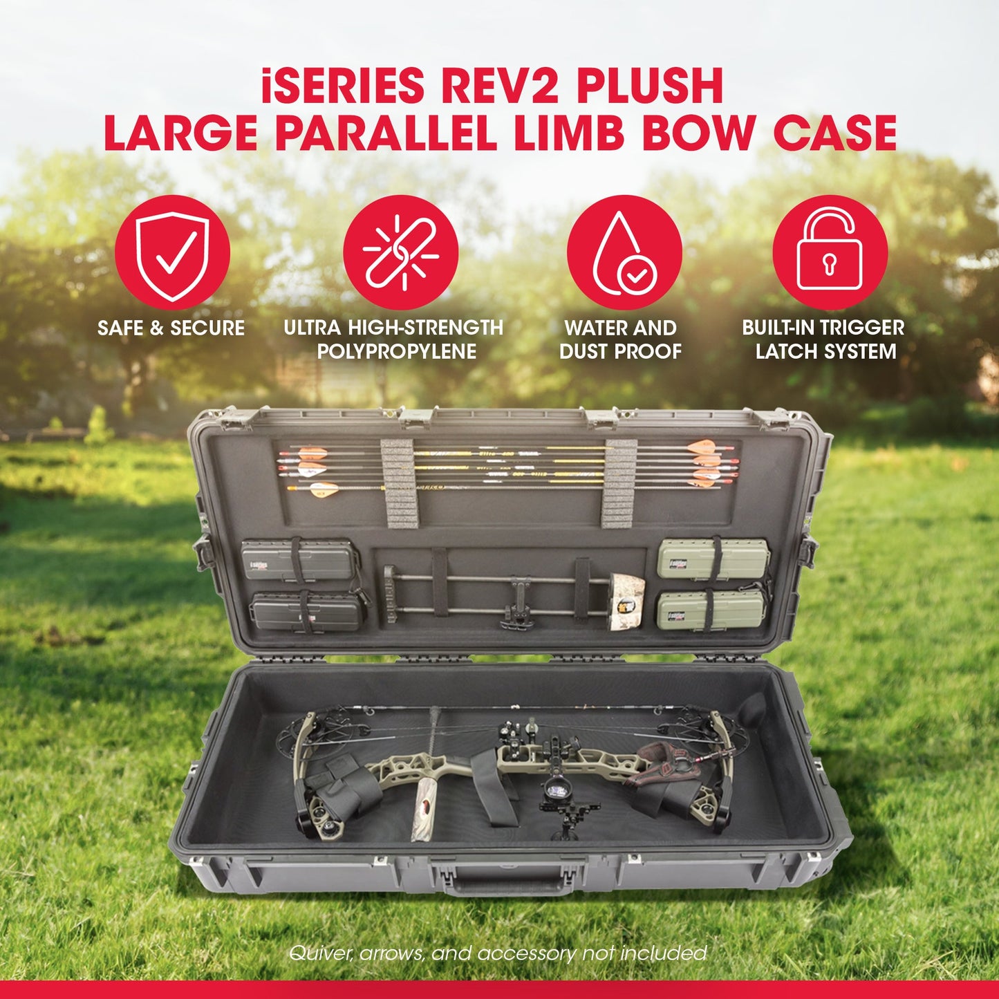 SKB Hard Large Plush Storage Case Archery Bow Parallel Limb iSeries REV2, Black - 417055