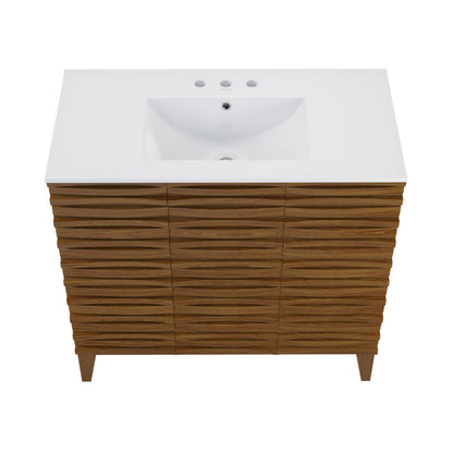 Swiss Madison Cascade 36 in. Brown oak Bathroom Vanity With White, 3-Hole Ceramic Sink Top - SM-BV471BK-3