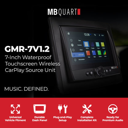 MB Quart 7" Touchscreen Wireless CarPlay Android Auto Car Powersports Receiver - 425720