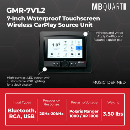 MB Quart 7" Touchscreen Wireless CarPlay Android Auto Car Powersports Receiver - 425720