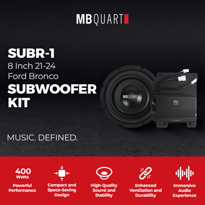 MB Quart 8" Subwoofer Upgrade for 21-24 Ford Bronco, Tuned Audio Package, 400W - 427503