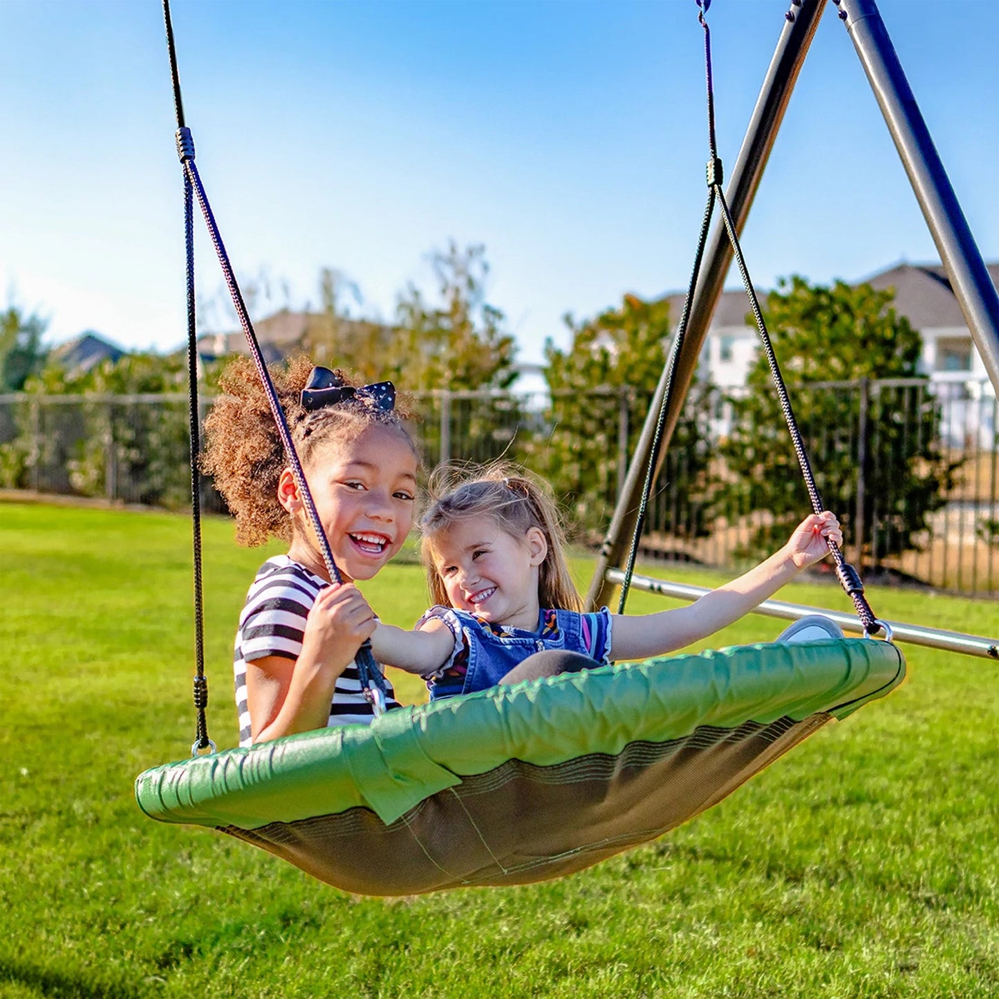 gobaplay Single Swing Set Playground Equipment with FlyMax 40" Round Saucer - 431445