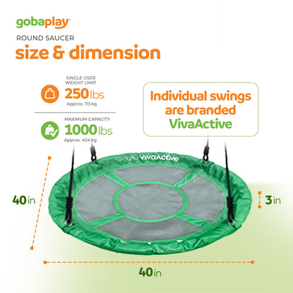 gobaplay Single Swing Set with 6' Frame Extension, Swings, and 40" Round Saucer - 431497