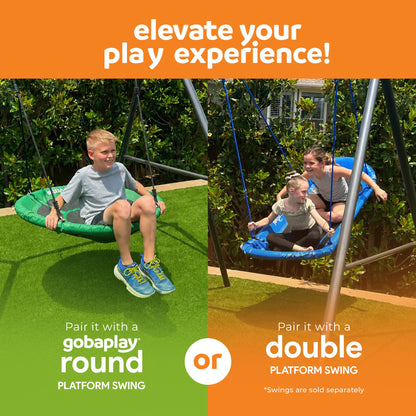 gobaplay Single Swing Set with 6' Frame Extension, Swings, and 40" Round Saucer - 431497