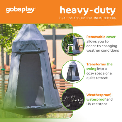 gobaplay Swing Set with 6' Frame Extension, Swings, 40" Saucer, & Hanging Tent - 431504