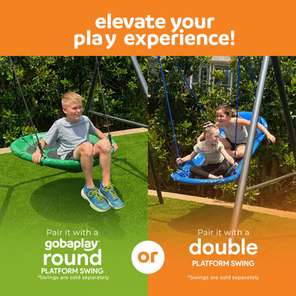 gobaplay Swing Set with 6' Frame Extension, Swings, 40" Saucer, & Hanging Tent - 431504