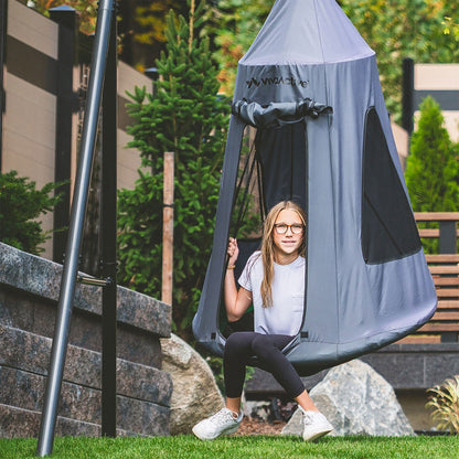 gobaplay Swing Set with 6' Frame Extension, Swings, 40" Saucer, & Hanging Tent - 431504