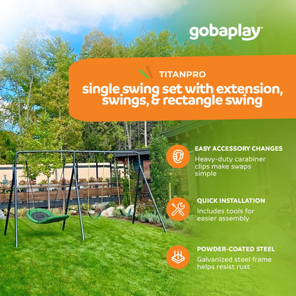 gobaplay Single Swing Playground Set with 6' Frame Extension and Boat Swing - 431536