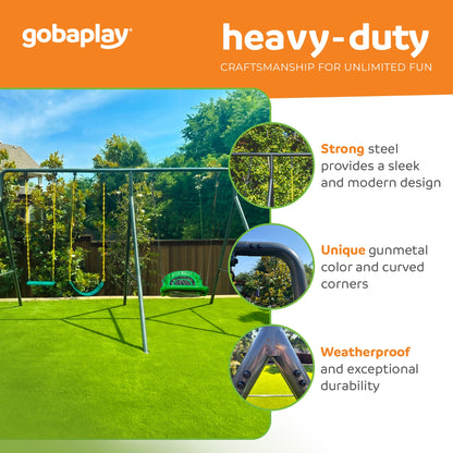 gobaplay Single Swing Playground Set with 6' Frame Extension and Boat Swing - 431536