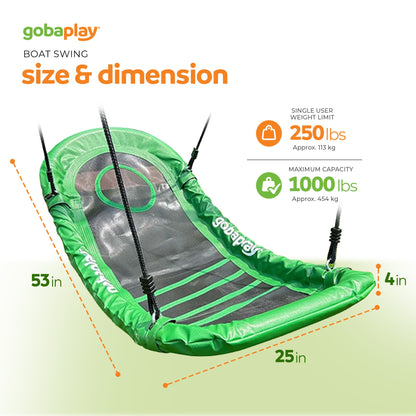 gobaplay Single Swing Playground Set with 6' Frame Extension and Boat Swing - 431536