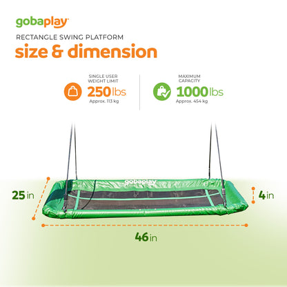 gobaplay Single Swing Playground Set with 8' Frame Extension & Rectangle Swing