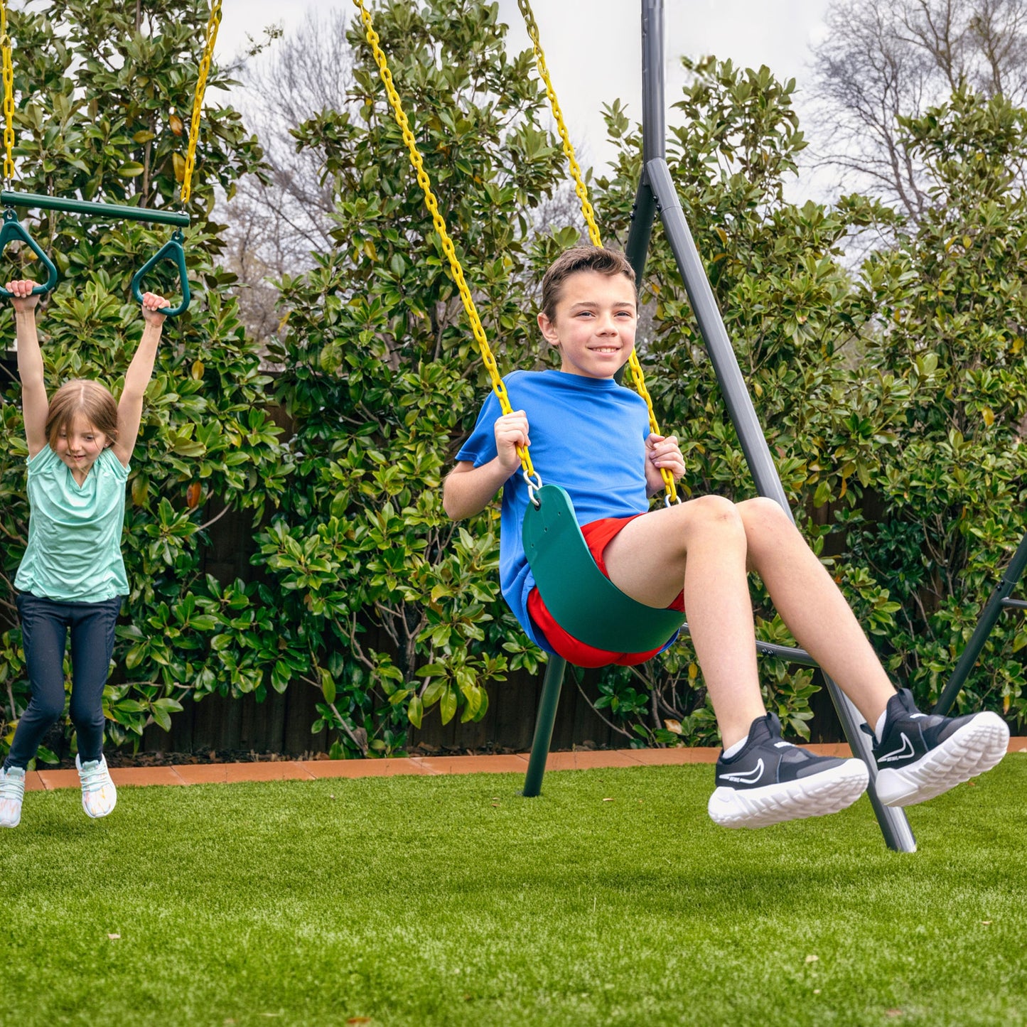 gobaplay Single Swing Playground Set with 8' Frame Extension & Rectangle Swing